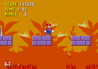 The worst Sonic the Hedgehog romhack (featuring mario) background