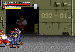 Sonic in Streets of Rage 3 background