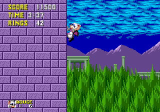 Rouge the Bat in Sonic 1 background