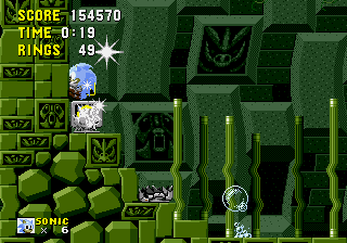 Super Sonic & Hyper Sonic in Sonic 1 background
