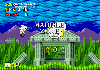 White Sonic in Sonic 1 (First Release) background