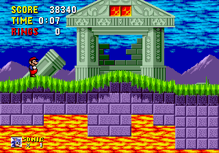 Super Mario in Sonic the Hedgehog 1  background