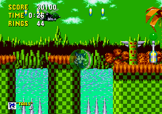 Hunter Tails in Sonic 1 background